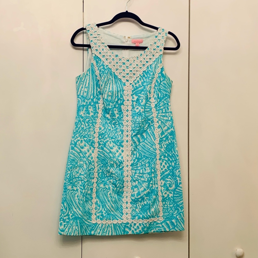 Lilly Pulitzer Turquoise & White Lace Dress
